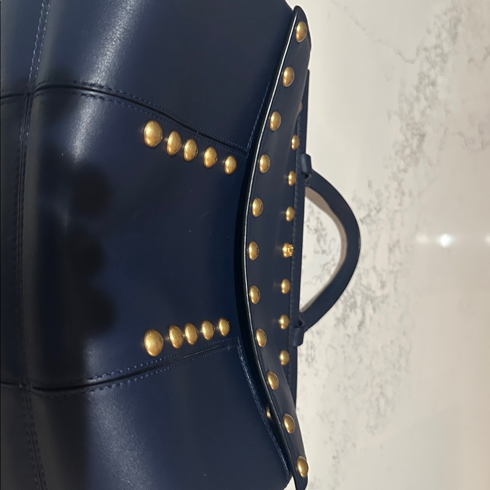 Elegant Navy Blue Tory Burch Studded Handbag - Picture 5 of 5